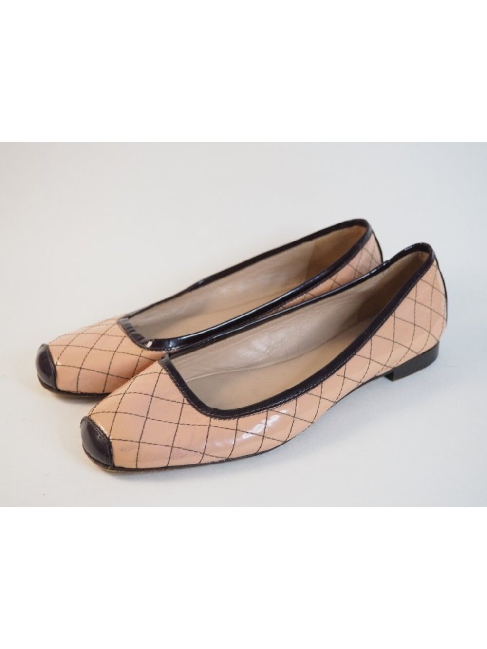 Anyi Lu Pink Patent Leather Quilted Round Toed Shoes, Size 37.5 | 7.5